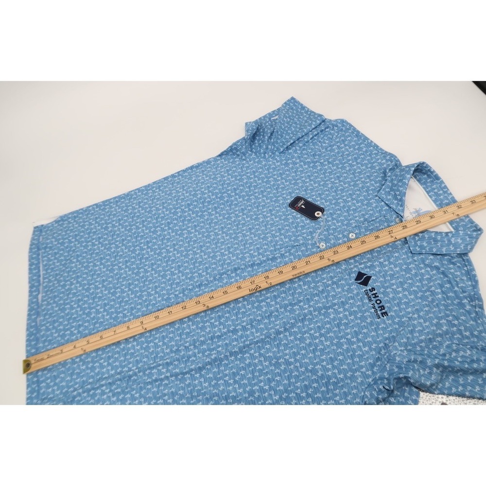 johnnie-O Featherweight Performance Polo Mojave Blue Cactus All Over Mens Large - Picture 12 of 13